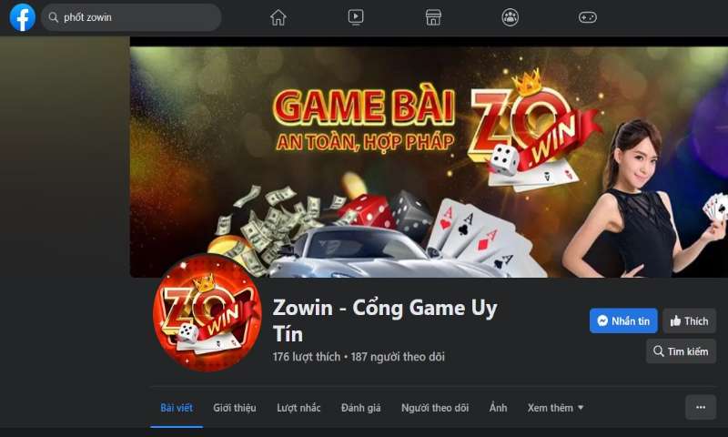 Phốt cổng game Zowin trên Facbook